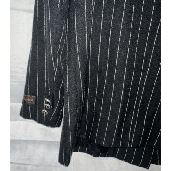 Dino Davinci Mens Double Breasted Coat Jacket Black Sz R40 Pocket White Stripes - Picture 12 of 14